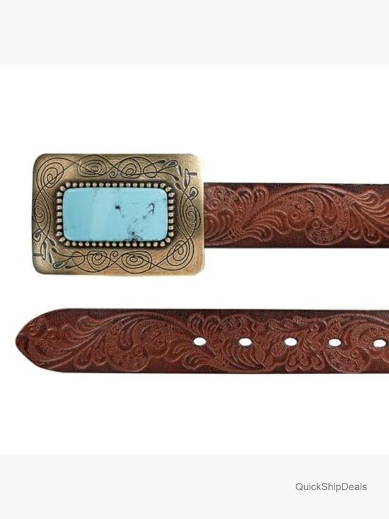 Genuine Leather Western Belt with Plaque Buckle main image 5
